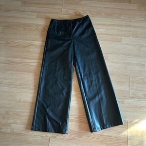 Lattelier Black Faux Leather Wide Leg Pants Women’s Large